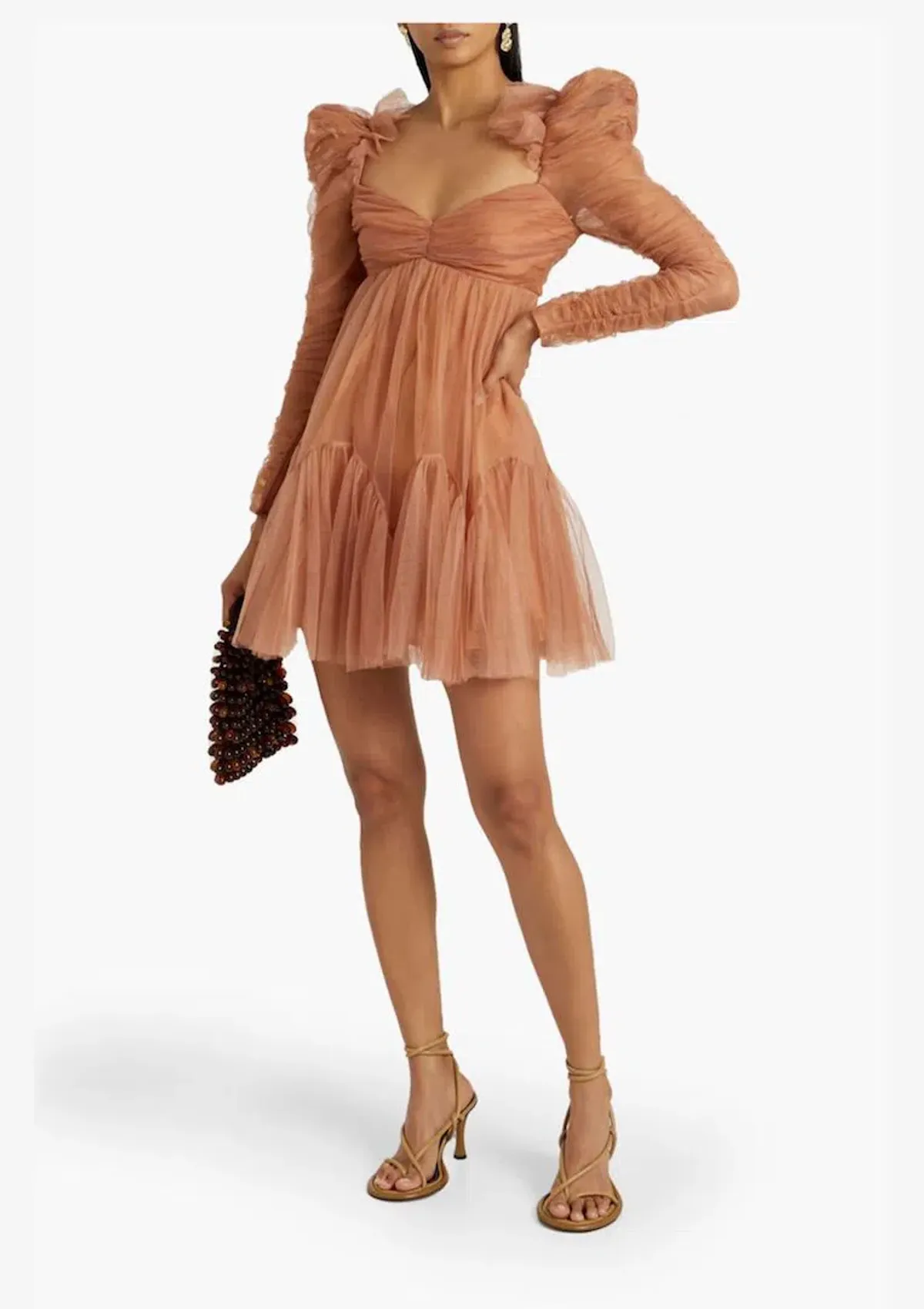 Zimmermann Tulle Ruched Mini Dress Lipstick Size 0P / AU 6P for rent on The Volte - main image