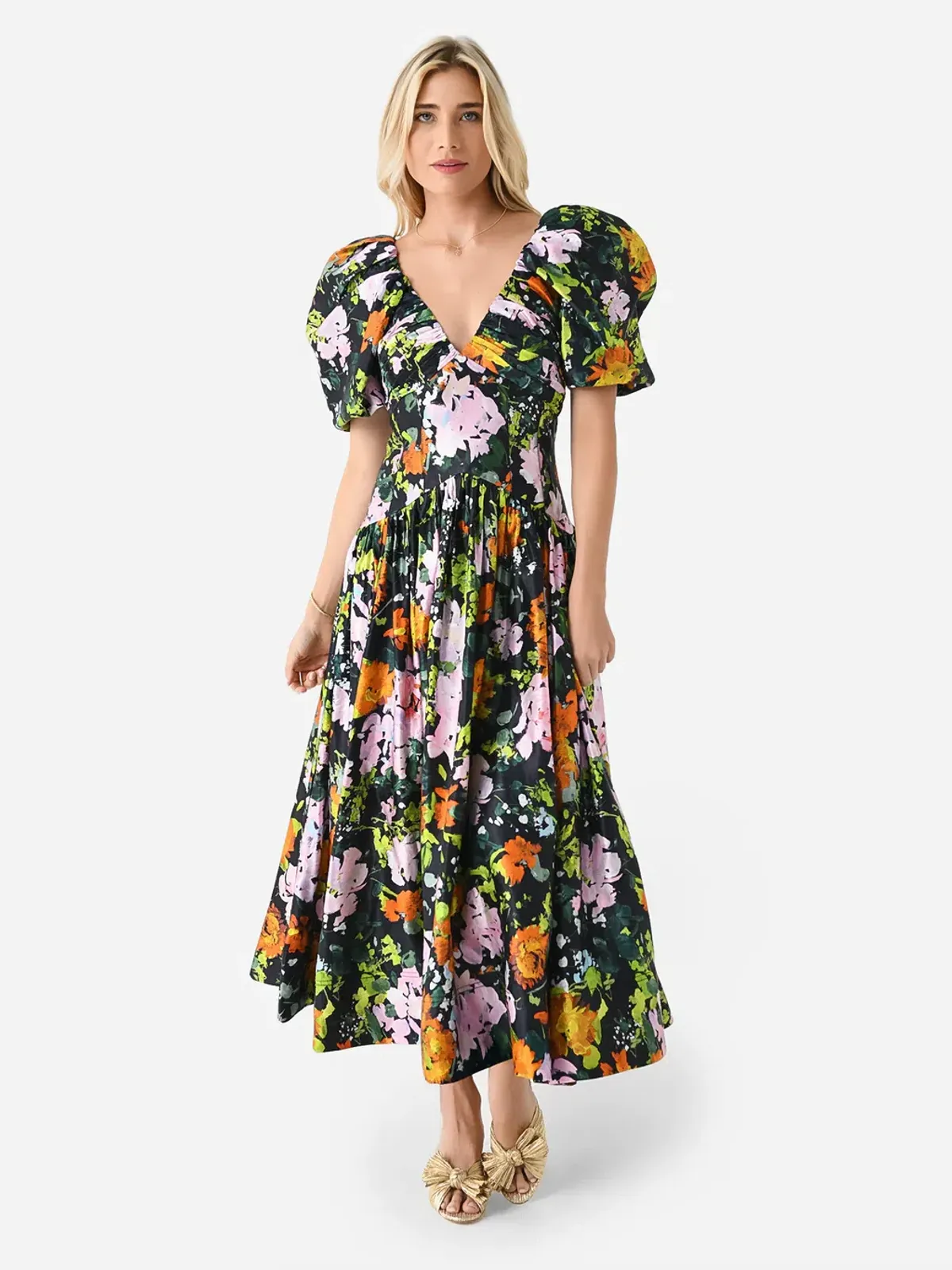 AJE - Gabrielle Plunge Midi Dress Floral - Size 10 - Image 3