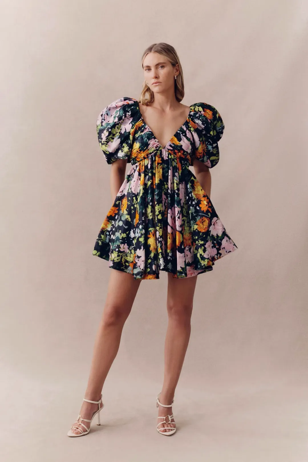 Aje Gabrielle Plunge Mini Dress Midnight Floral Size 8 for rent on The Volte - main image