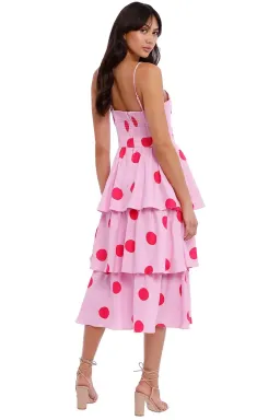 Rebecca Vallance Dalia Midi Dress Pink Polka Dot Pink Print Size 10 for rent on The Volte - image 3