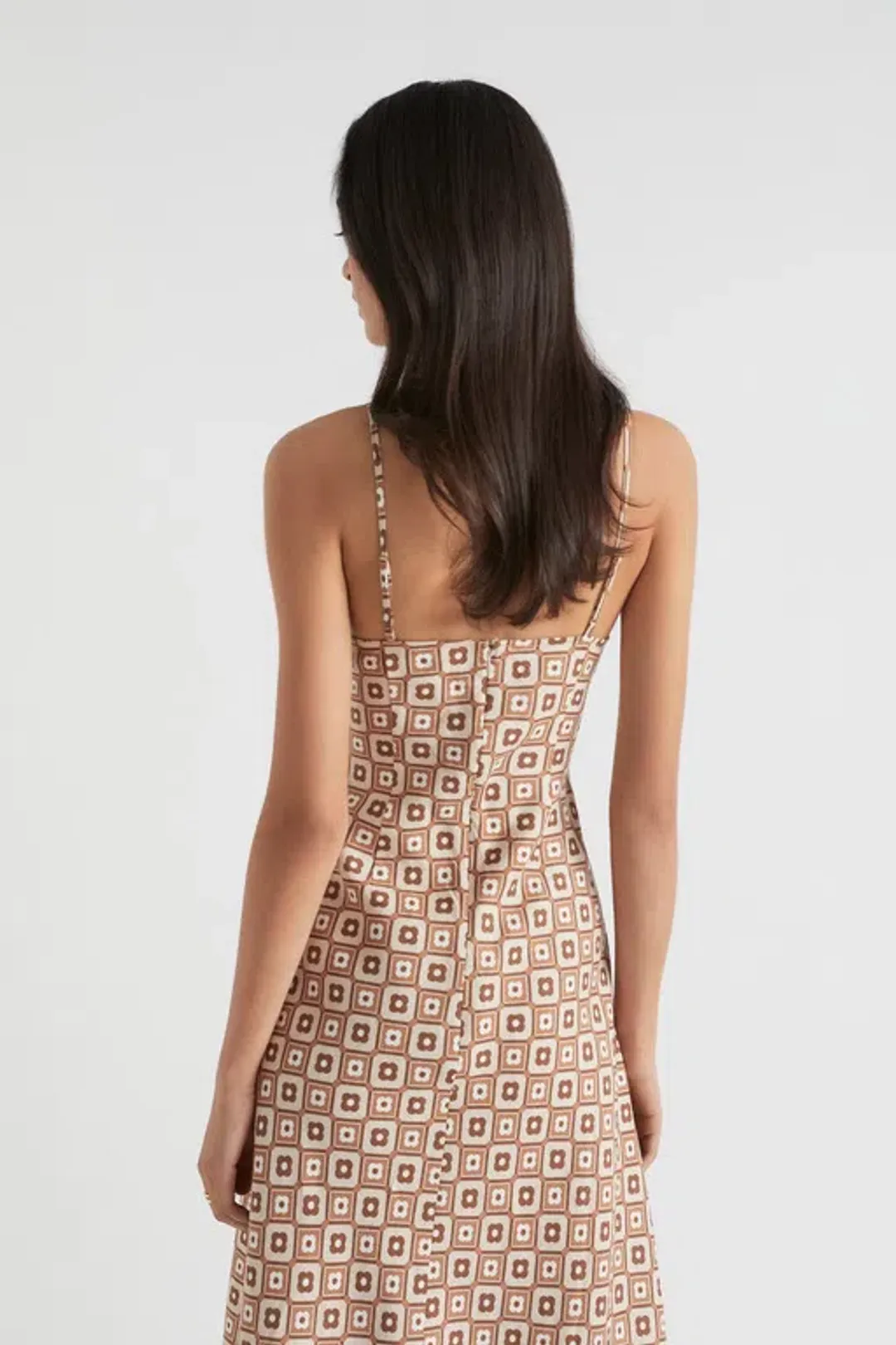 Seed Heritage Floral Geo Midi Dress Beige Size AU 8 for rent on The Volte - main image