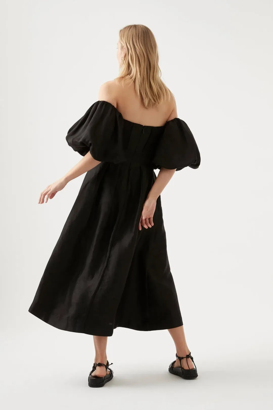 Aje Eugenie Off Shoulder Midi Dress Black Size AU 16 for rent on The Volte - main image
