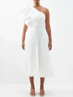 Aje Bonjour Asymmetric Ruffled Dress White Size AU 8 for rent on The Volte - image 1