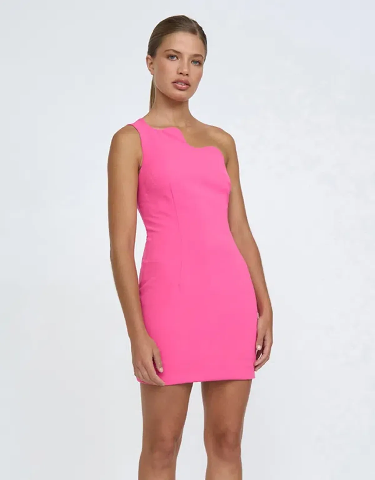 By Johnny Wave One Shoulder Mini Dress Pink Size AU 12 - Image 2