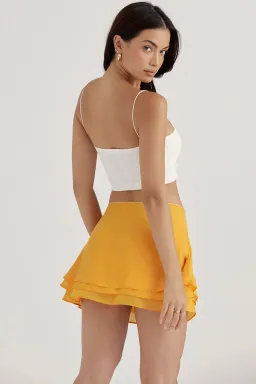 House of CB Clarice Floaty Layered Mini Skirt Tangerine Size AU 12 for rent on The Volte - image 3