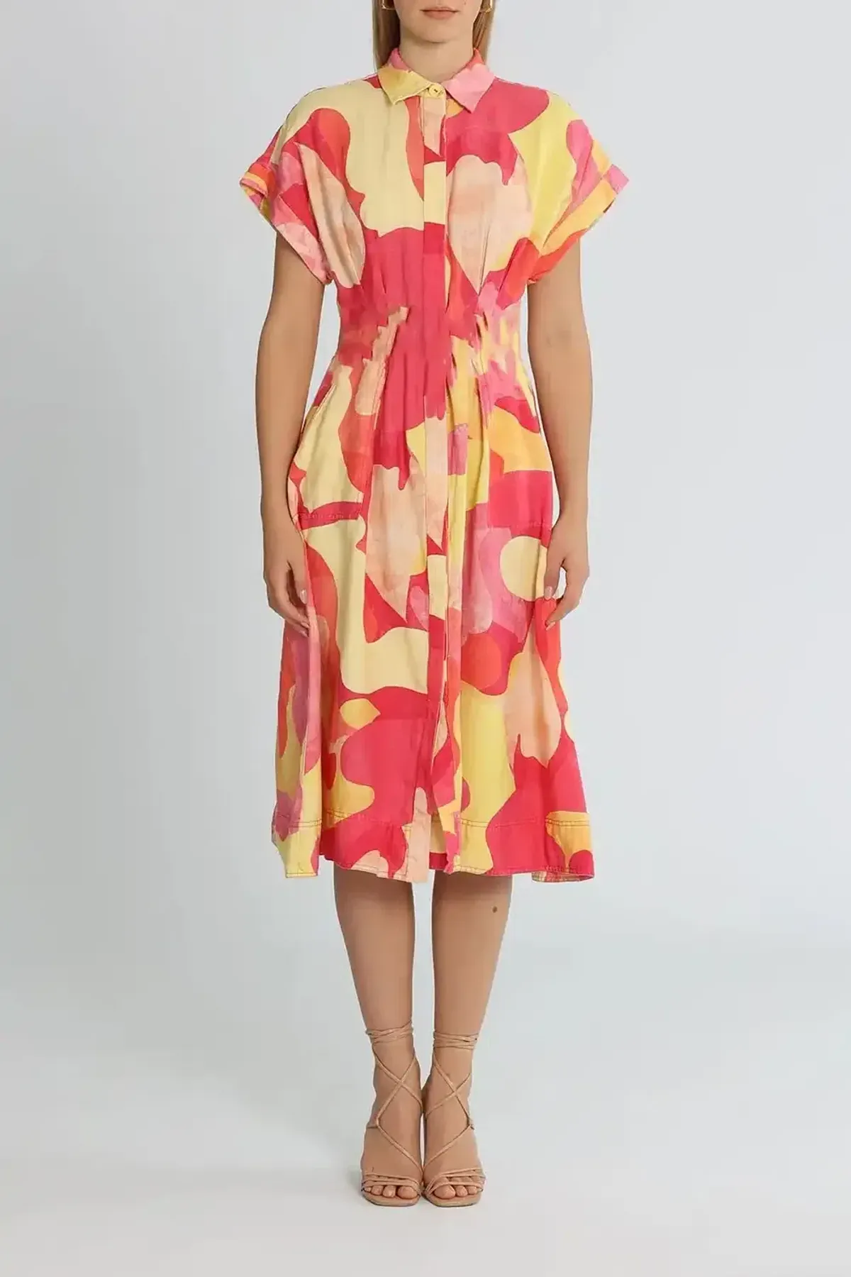 Rebecca Vallance Toretta Midi Dress Multi Print Size AU 8 - Image 1