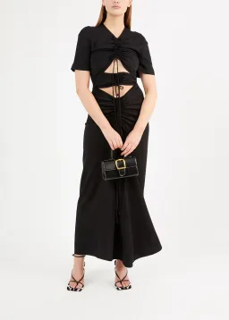 Christopher Esber Ruched Multi Panel Tee Dress Black Size 6 for rent on The Volte - image 1