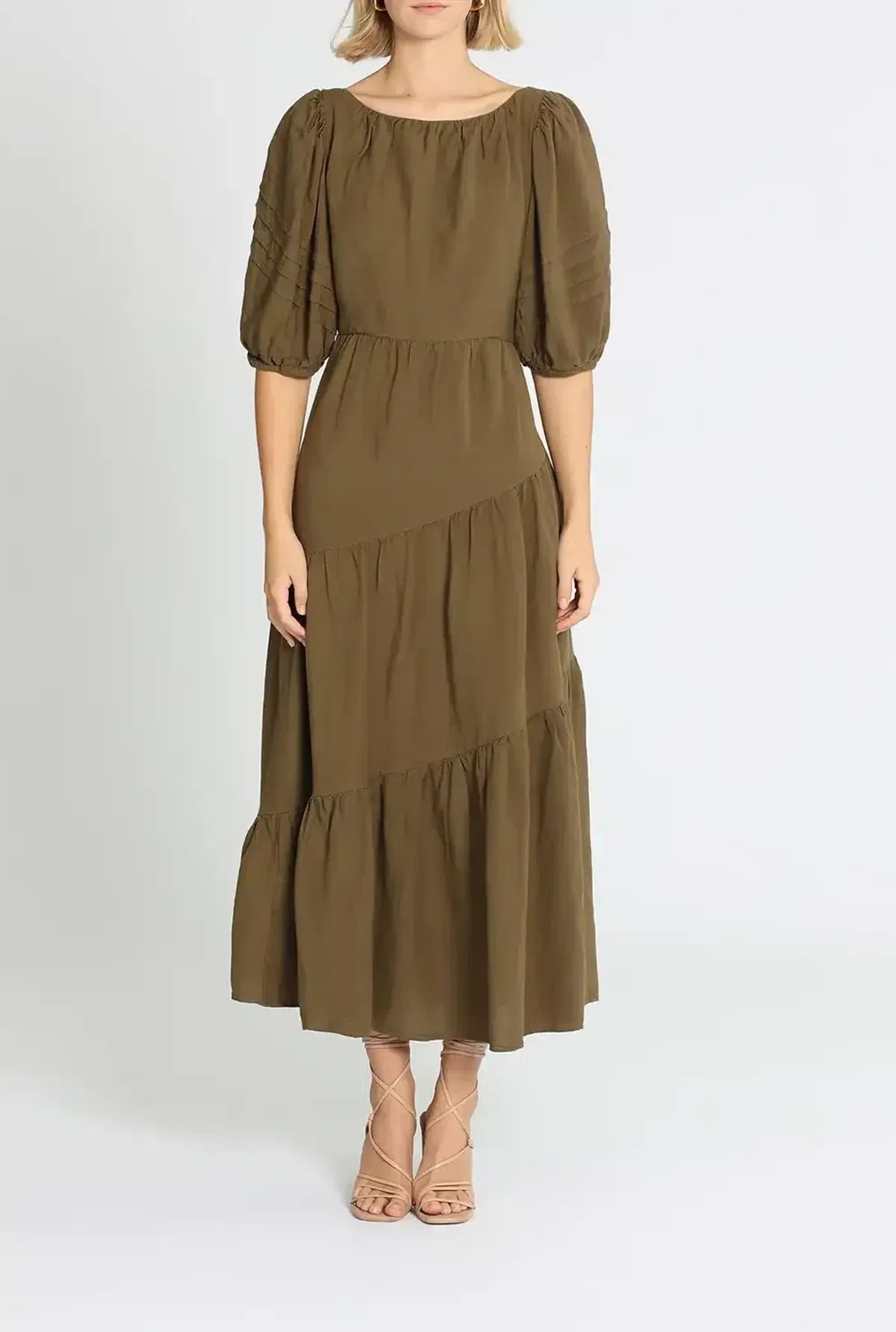 Shona Joy Juliana Midi Dress Khaki Size 10 - Image 1