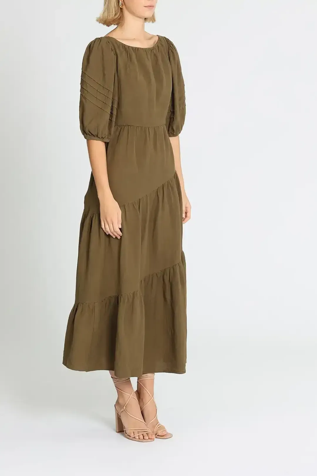 Shona Joy Juliana Midi Dress Khaki Size 10 for rent on The Volte - main image
