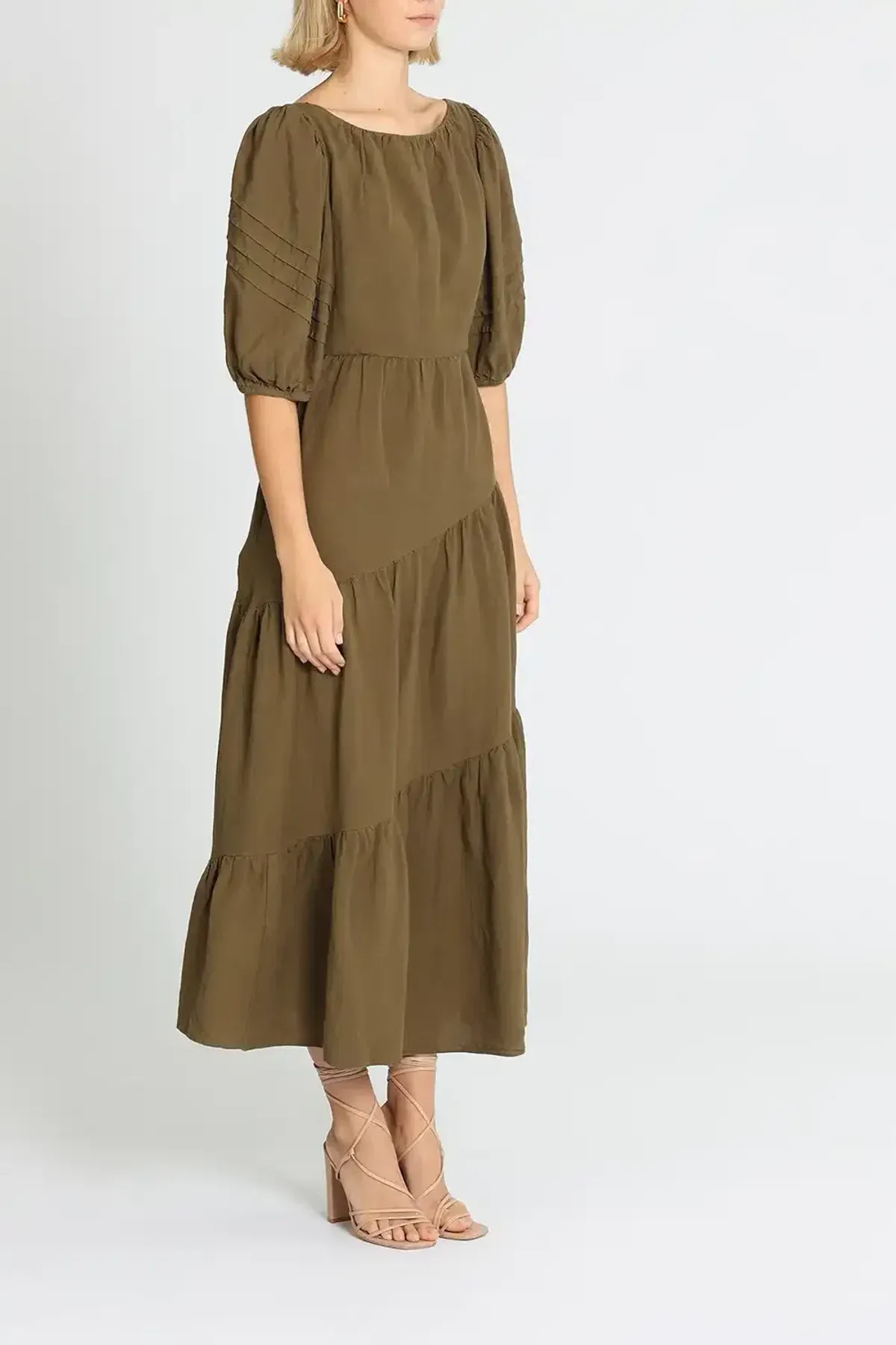 Shona Joy Juliana Midi Dress Khaki Size 10 - Image 2