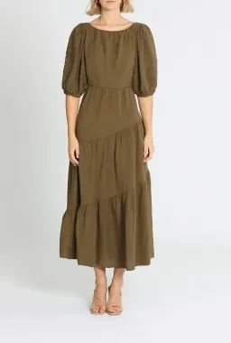 Shona Joy Juliana Midi Dress Khaki Size 12 for rent on The Volte - image 1
