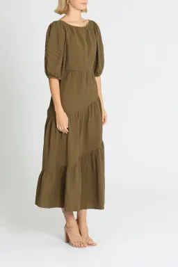 Shona Joy Juliana Midi Dress Khaki Size 12 for rent on The Volte - image 2