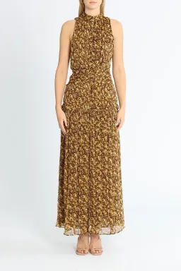 Shona Joy Carmela Sleeveless Midi Dress Khaki Print Size 12 for rent on The Volte - image 2