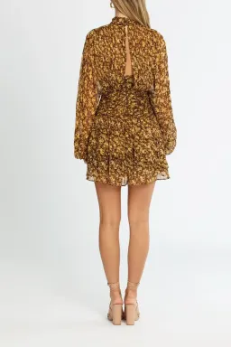 Shona Joy Carmela Long Sleeve Ruched Mini Dress Multi Print Size 8 for rent on The Volte - image 3