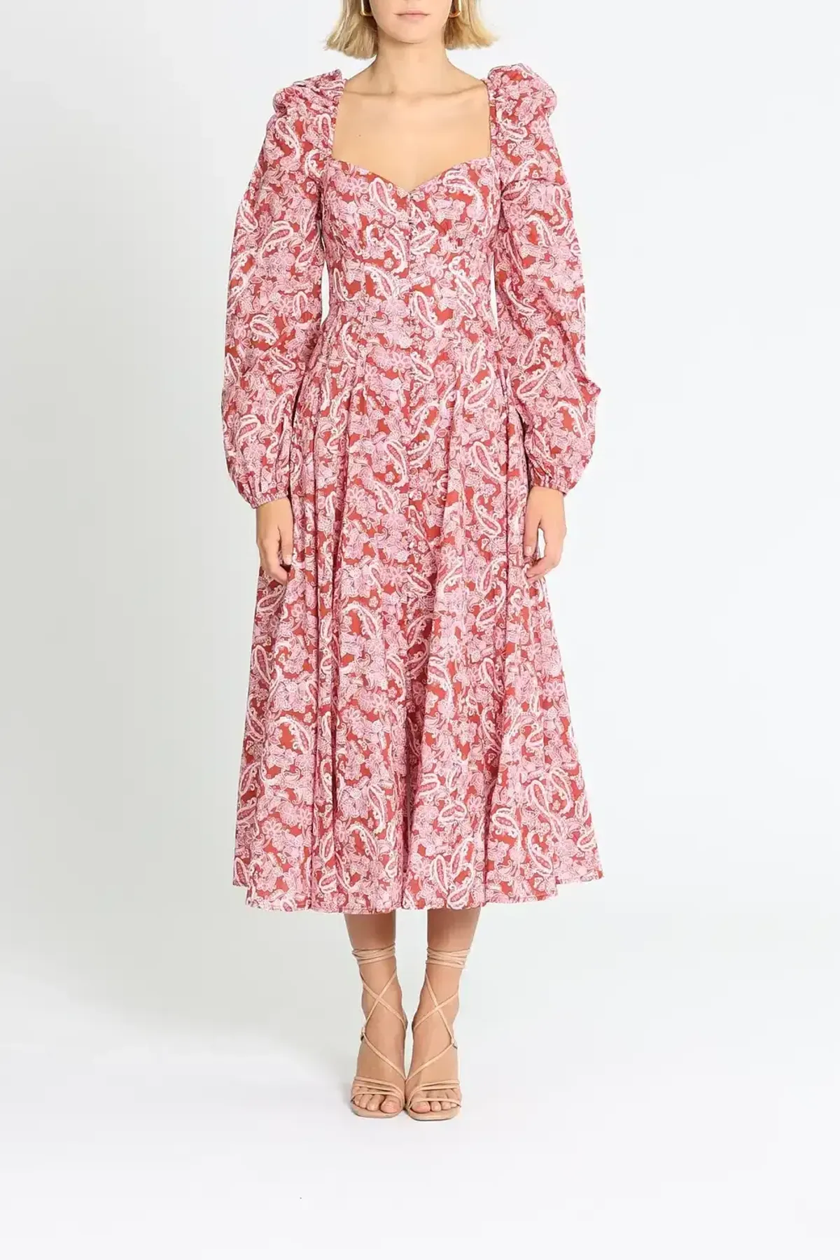 Steele Esme Dress Chestnut Paisley Pink Print Red Size 8 - Image 1