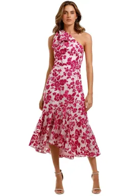 Talulah Les Saison Midi Dress Pink Floral Size 10 for rent on The Volte - image 1
