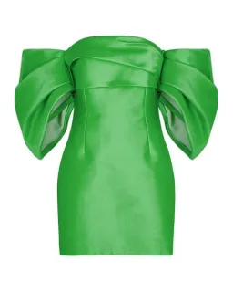 Solace London Elina Satin Mini Dress Lime Green Size 12 for rent on The Volte - image 4