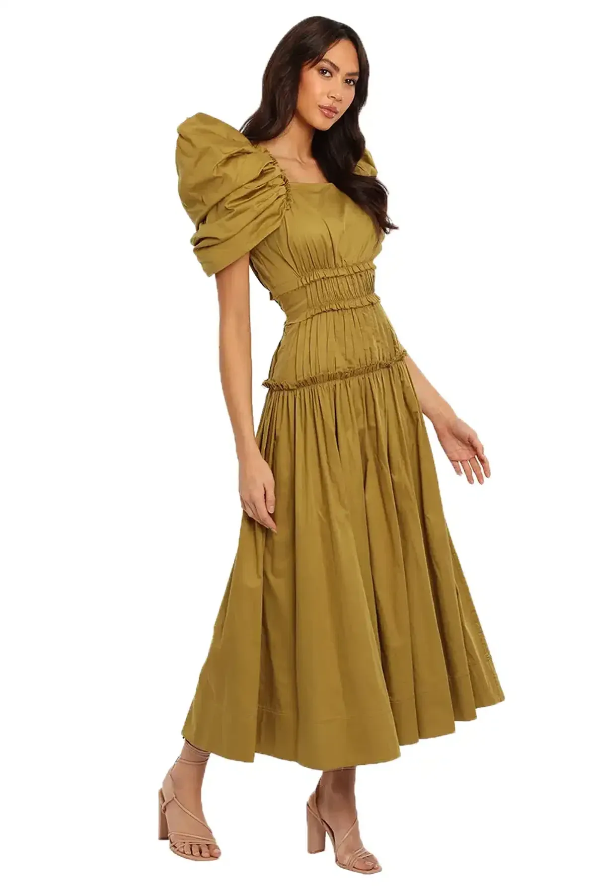 AJE Frequency Midi Dress Khaki Size 8 - Image 1