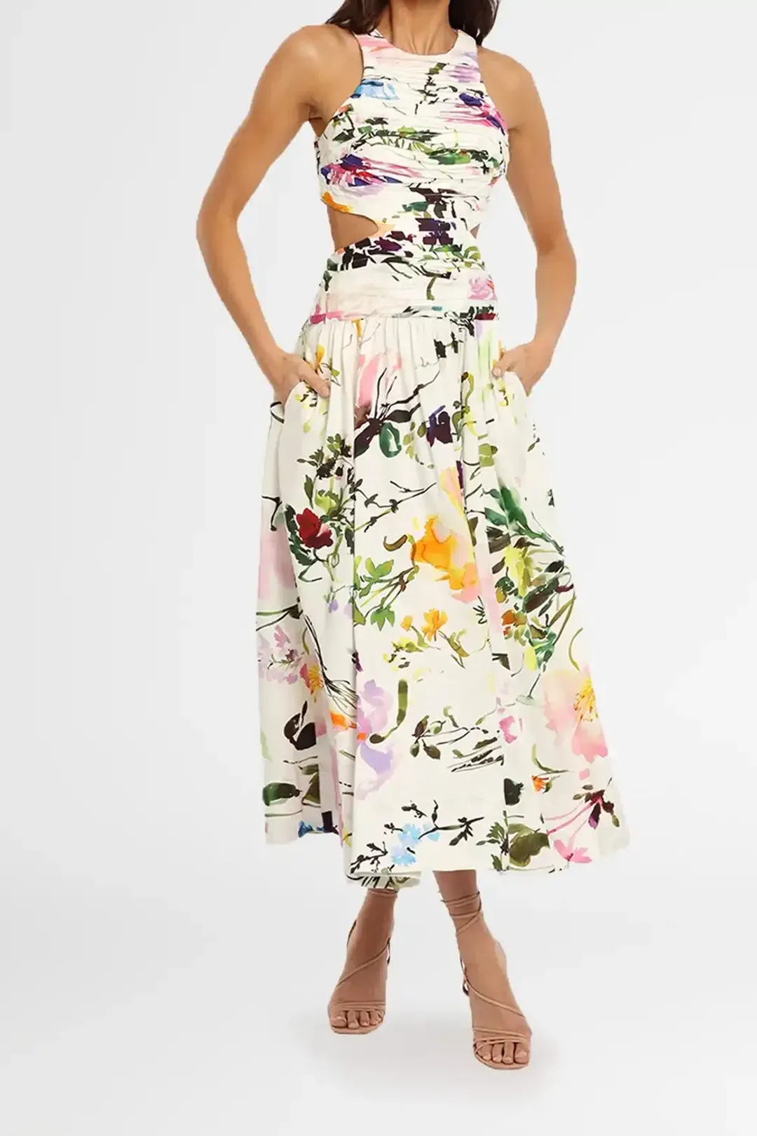 AJE Introspect Midi Dress Multi Floral Size 14 for rent on The Volte - main image