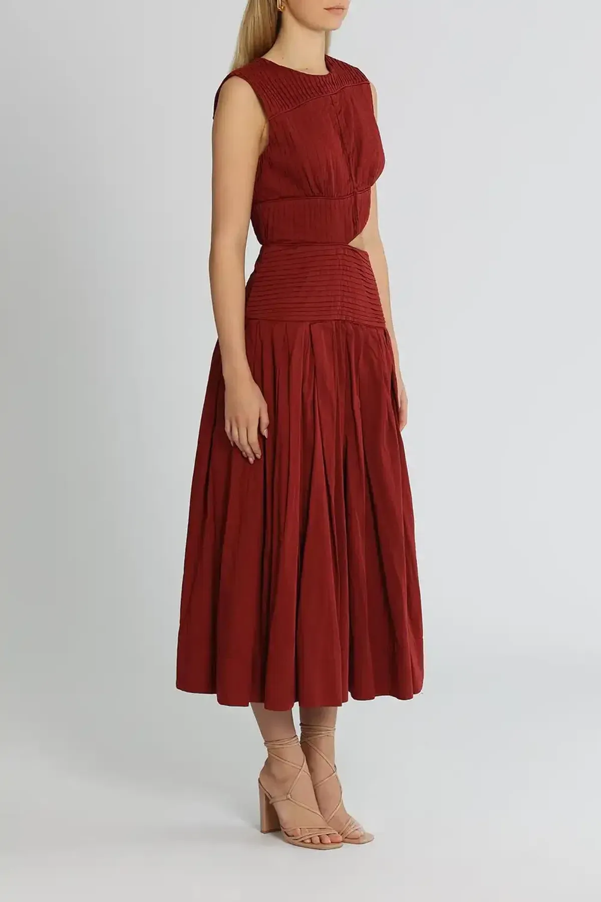 AJE Cascade Cut Out Dress Burgundy Size 14 - Image 2