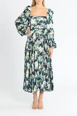 Acler Mattison Dress Navy Posey Blue Multi Print Size 10 for rent on The Volte - image 1