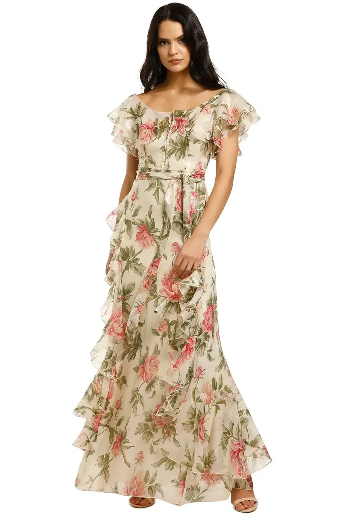 Alice McCall Salvatore Gown Gold Print Size 10 for rent on The Volte - main image