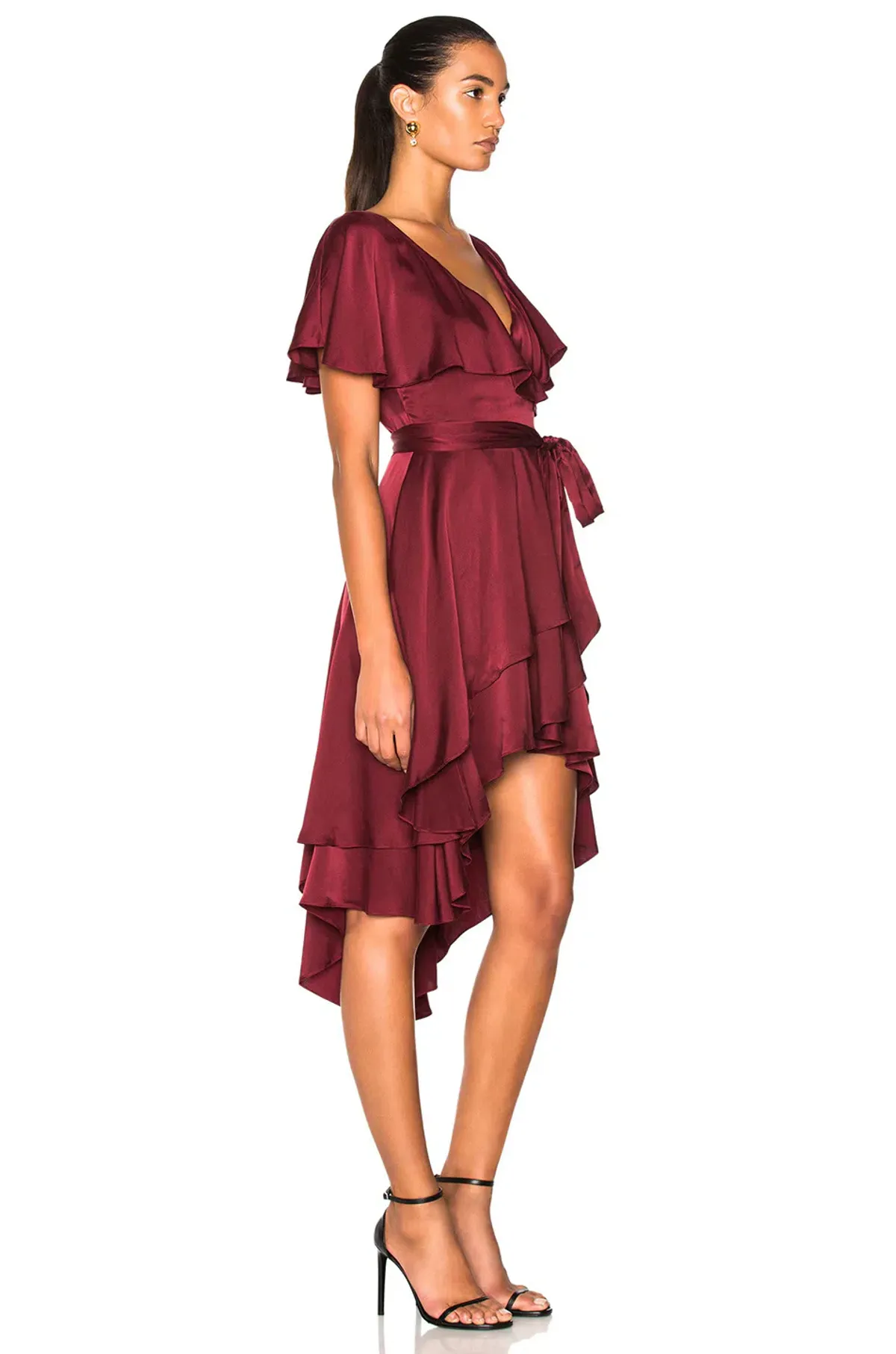 Zimmermann Wrap High Low Midi Dress Burgundy Size 8 - Image 2