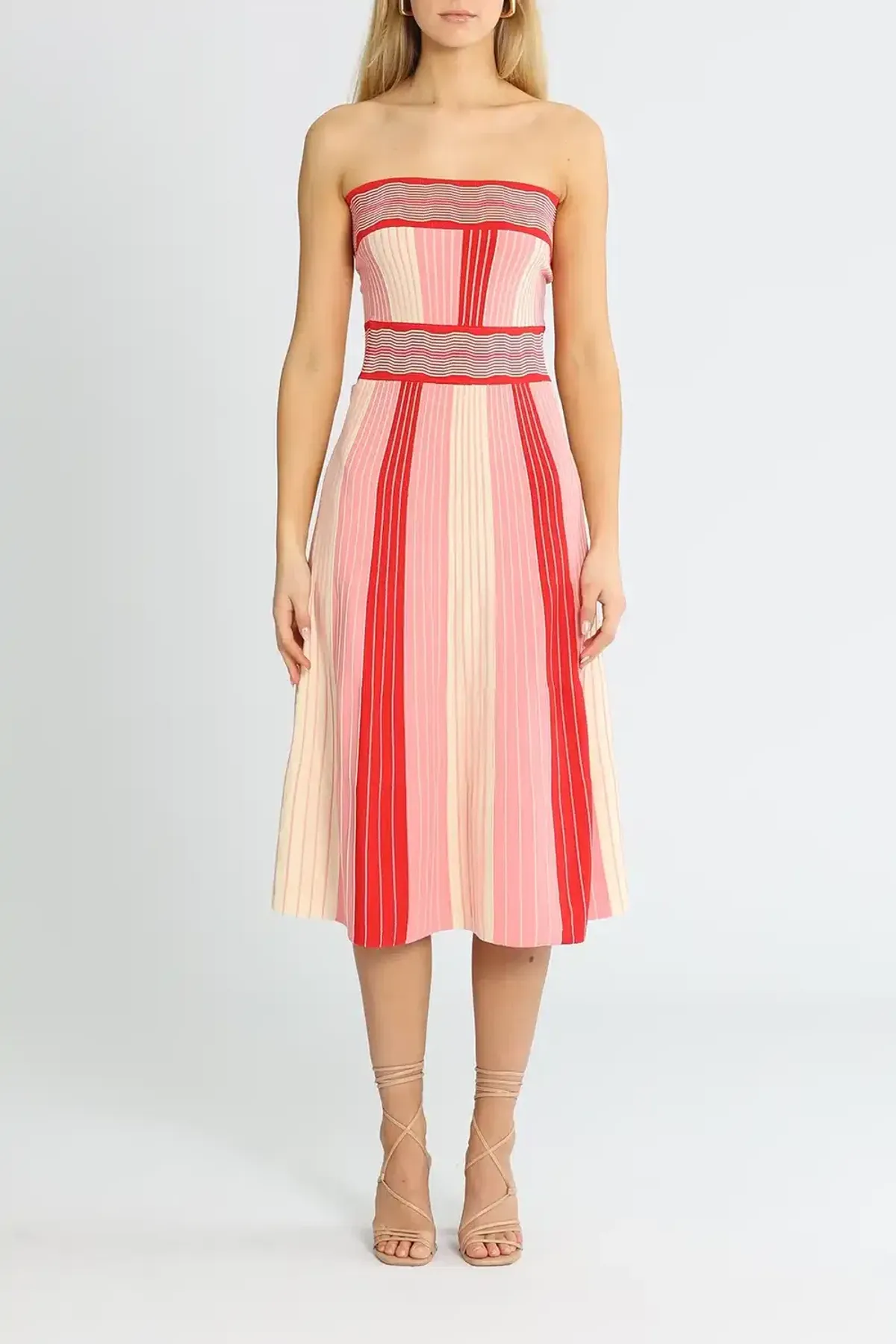 By Johnny Pipe Stripe Knit Dress Multi Pink Size 14 - Image 1
