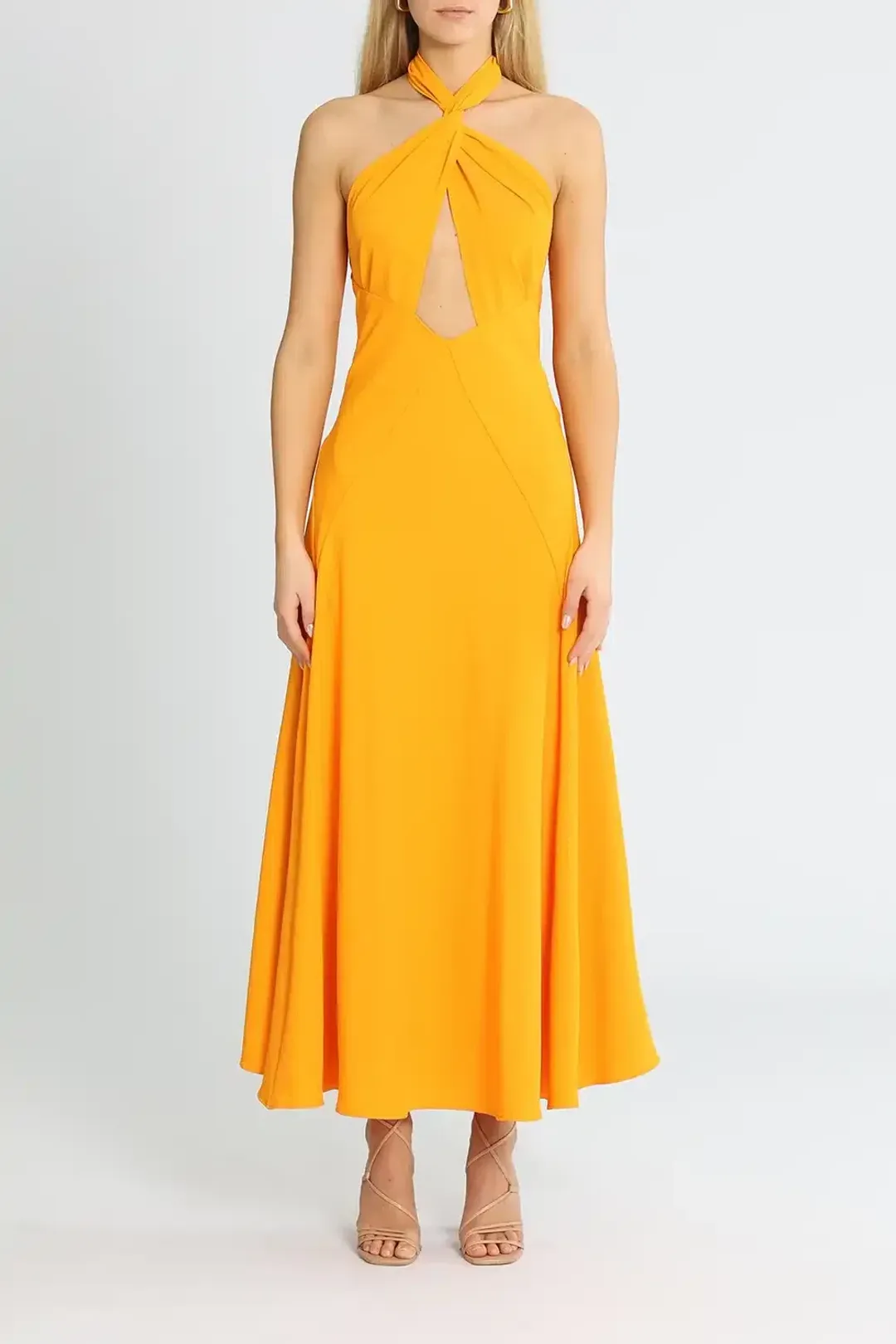 By Johnny Zina Midi Dress Orange Size 8 for rent on The Volte - main image