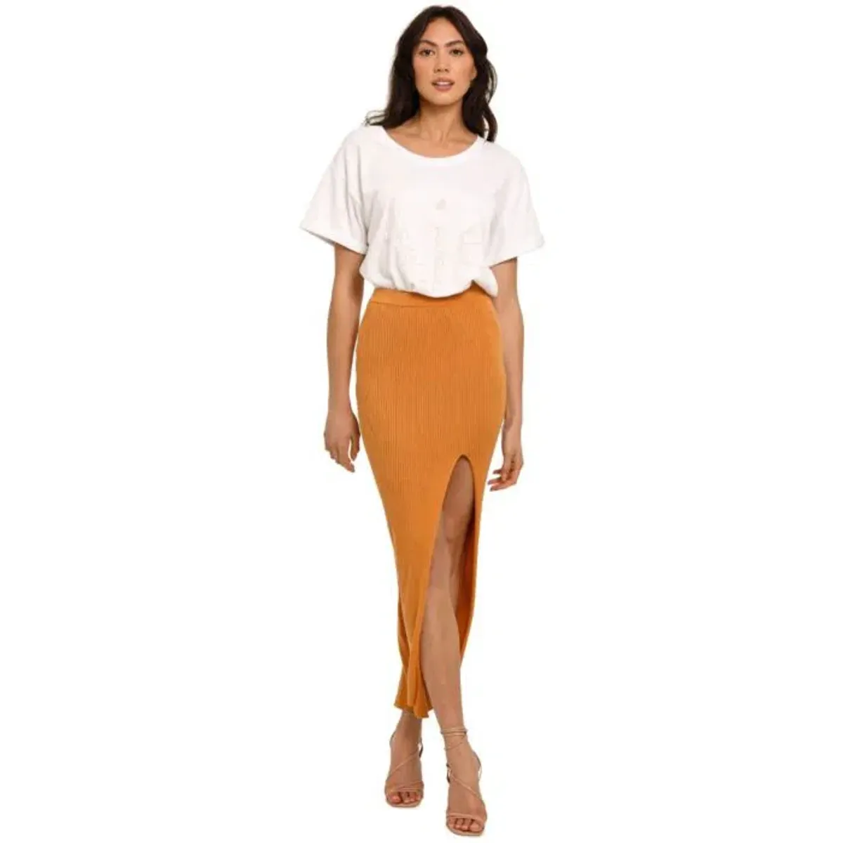 Bec & Bridge Margot Knit Midi Skirt Nutmeg Size 12 - Image 1