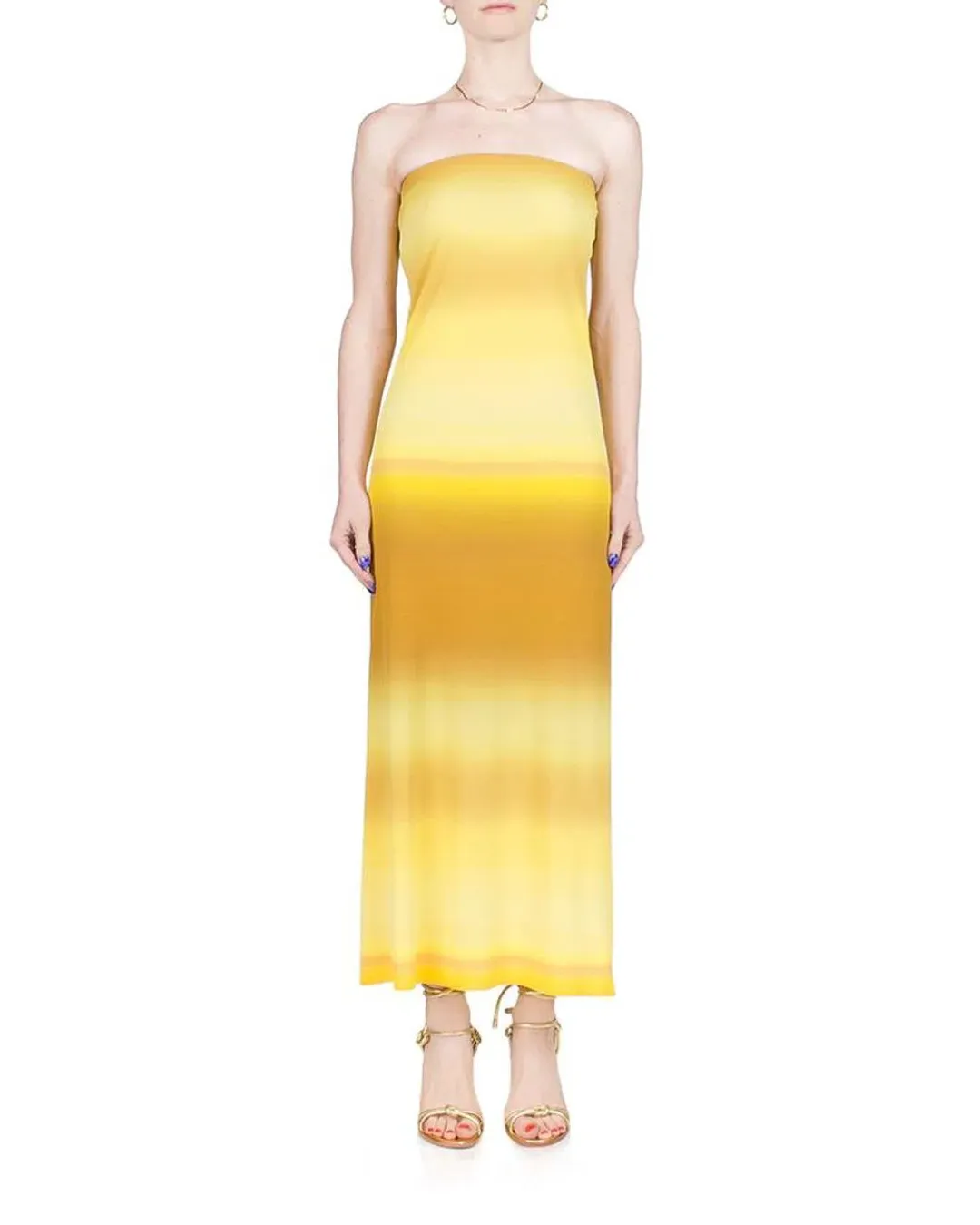 Bec & Bridge Amara Strapless Midi Dress Golden Ombre Size 8 for rent on The Volte - main image