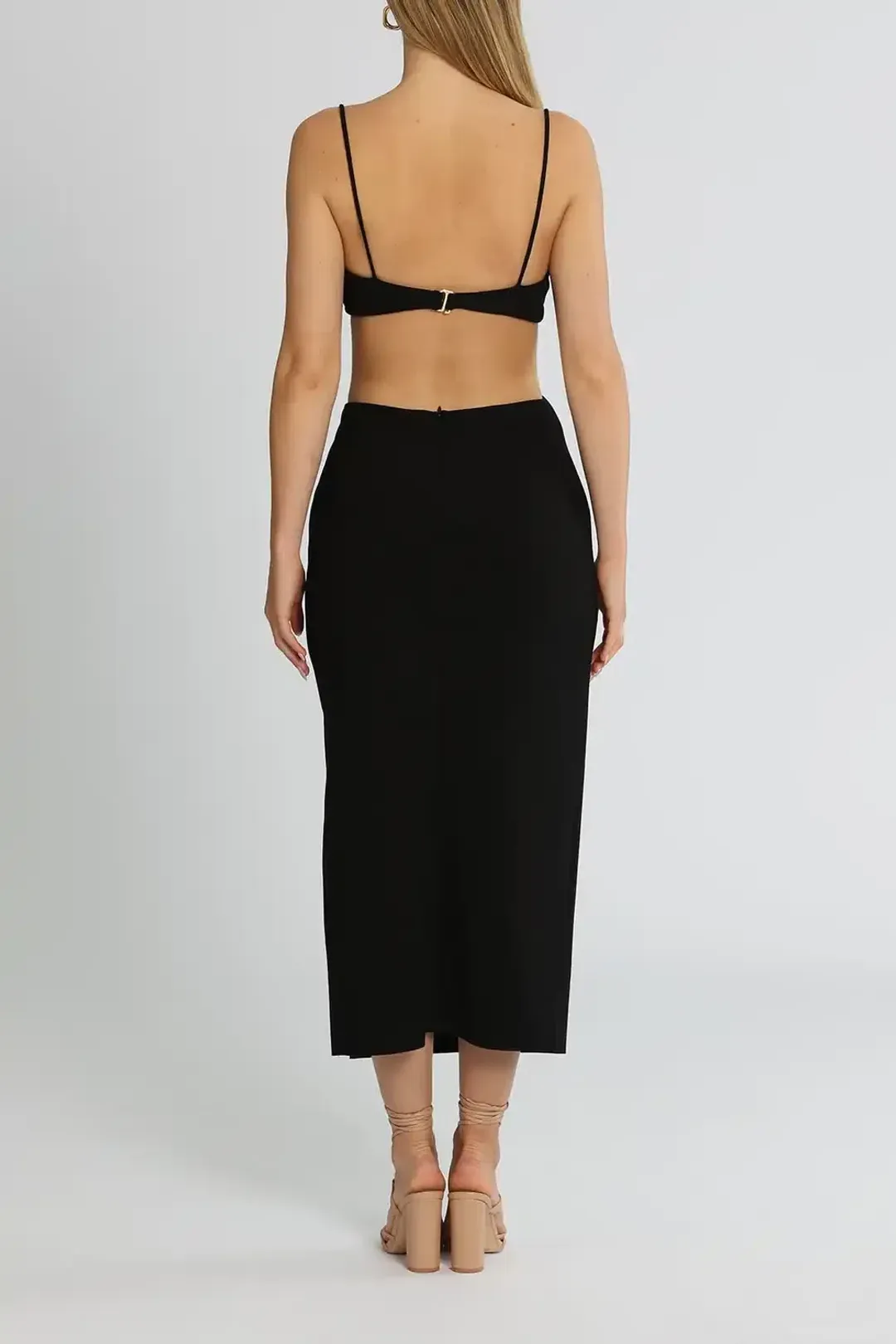 Bec & Bridge Alba Cut Out Midi Dress Black Size 12 for rent on The Volte - main image