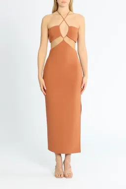 Bec & Bridge Cut Out Midi Dress Orange Size 14 for rent on The Volte - image 1