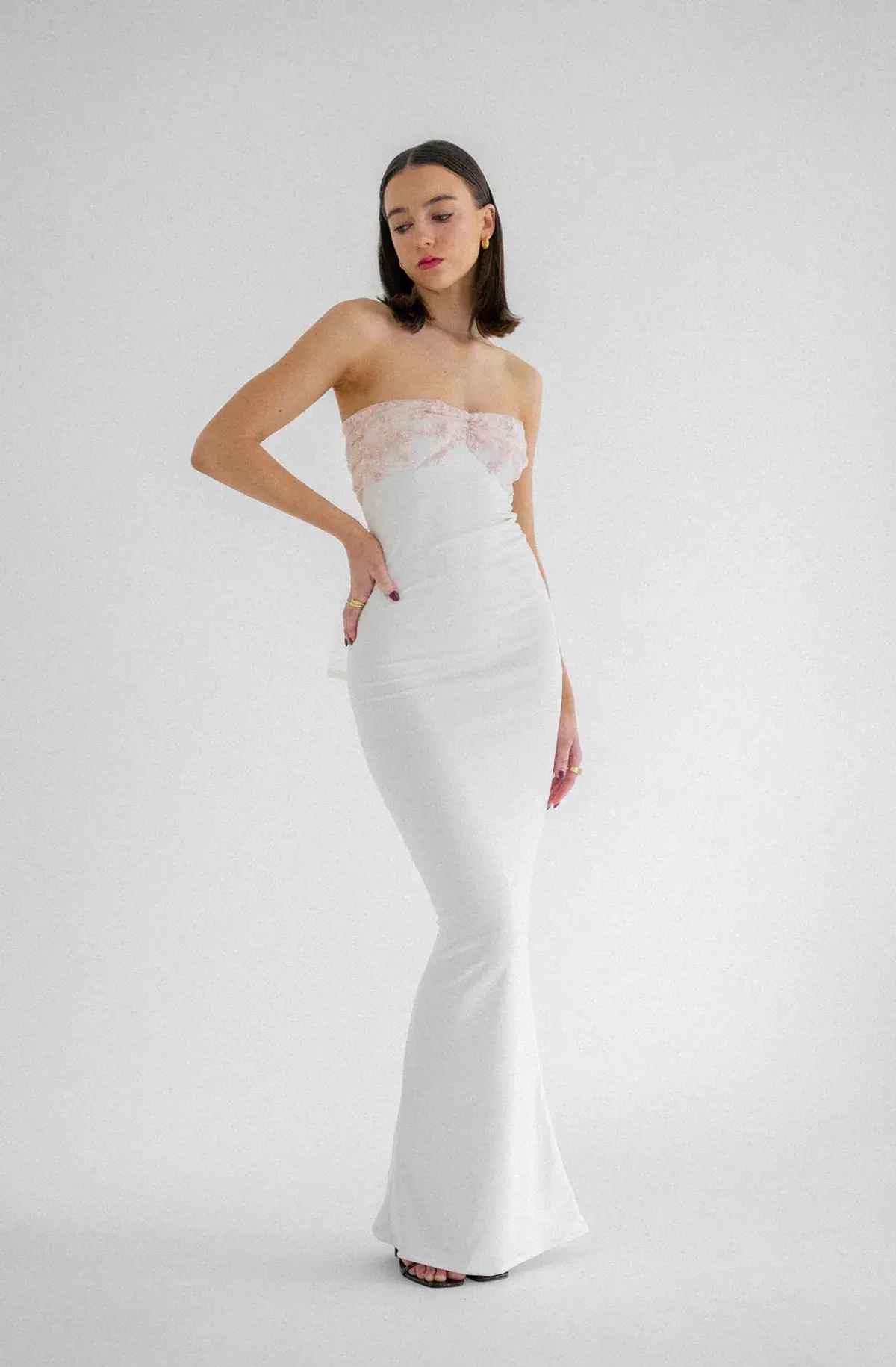 HNTR The Label Luci Gown Ivory Size AU 6 for rent on The Volte - main image
