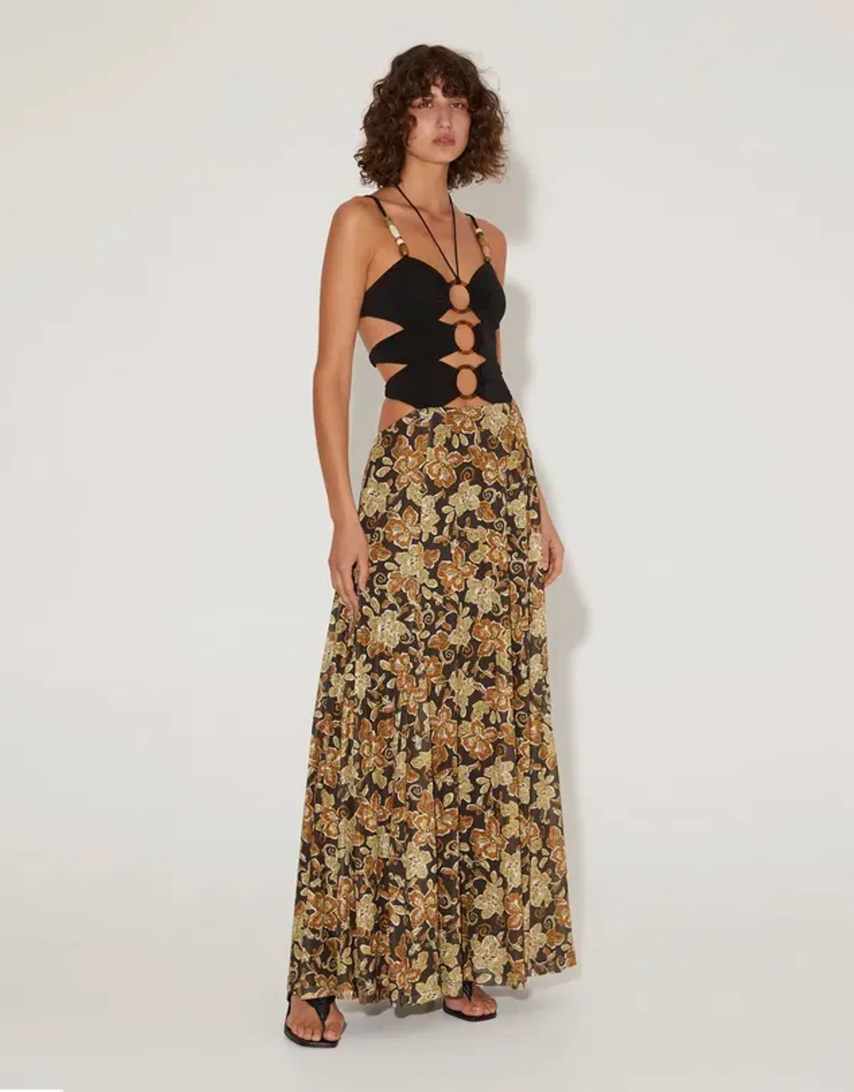 Hansen and Gretel Weaver Cut Out Floral Beaded Dress in Floral Size Small / AU 8 - Image 1