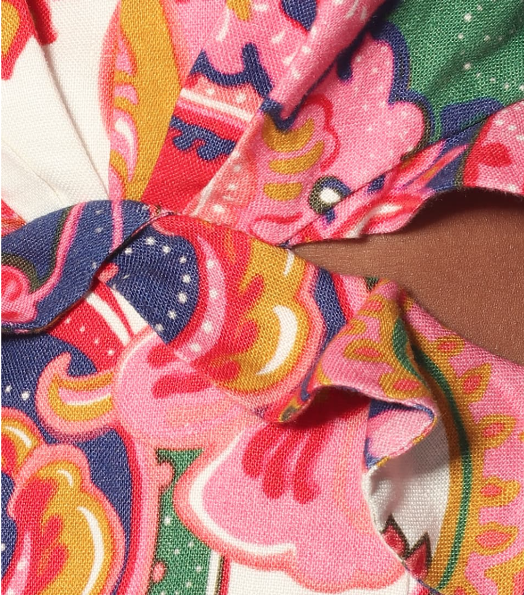 Zimmermann The Lovestruck Tie Back Mini Natural Paisley Floral Size 1 / Au 10 for rent on The Volte - main image