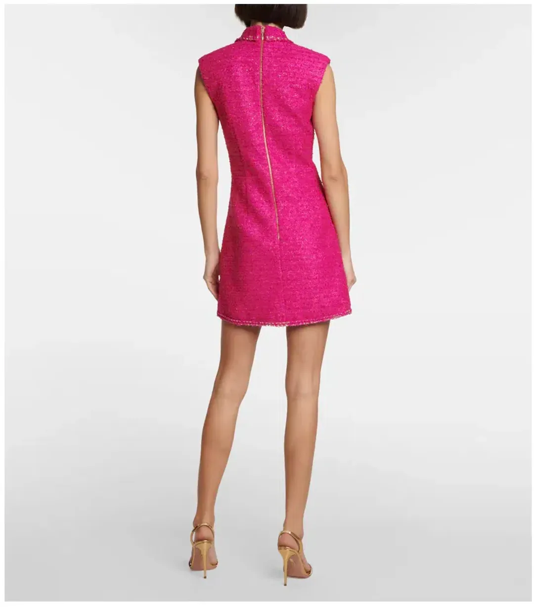 Rebecca Vallance Palais Sleeveless Tweed Blazer Mini Dress Pink Size AU 10 for rent on The Volte - main image