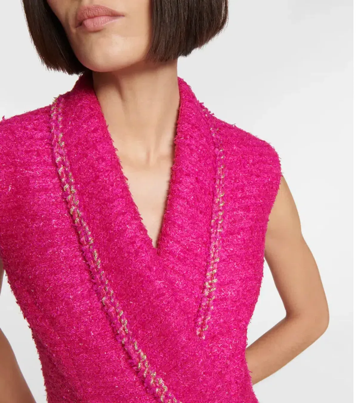 Rebecca Vallance Palais Sleeveless Tweed Blazer Mini Dress Pink Size AU 10 - Image 3