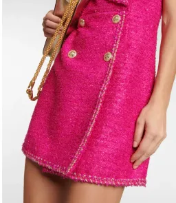 Rebecca Vallance Palais Sleeveless Tweed Blazer Mini Dress Pink Size AU 10 for rent on The Volte - image 2