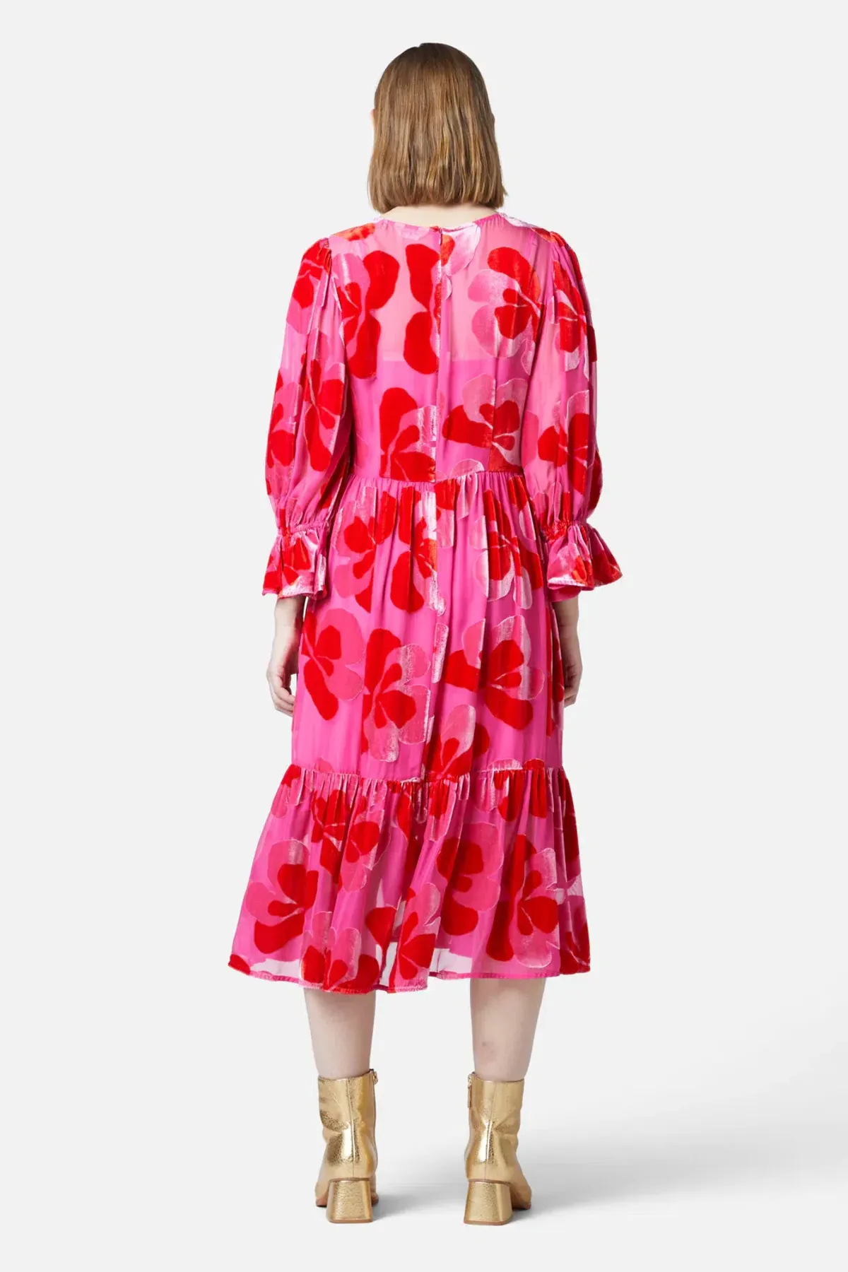 Gorman Pansy Devore Dress Maxi Pink Size AU 12 - Image 3