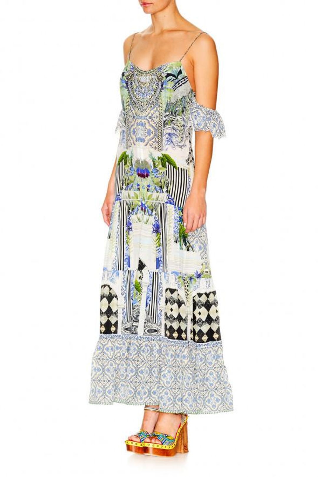 The Sweet Escape Long Button Down Tiered Dress for rent on The Volte - main image