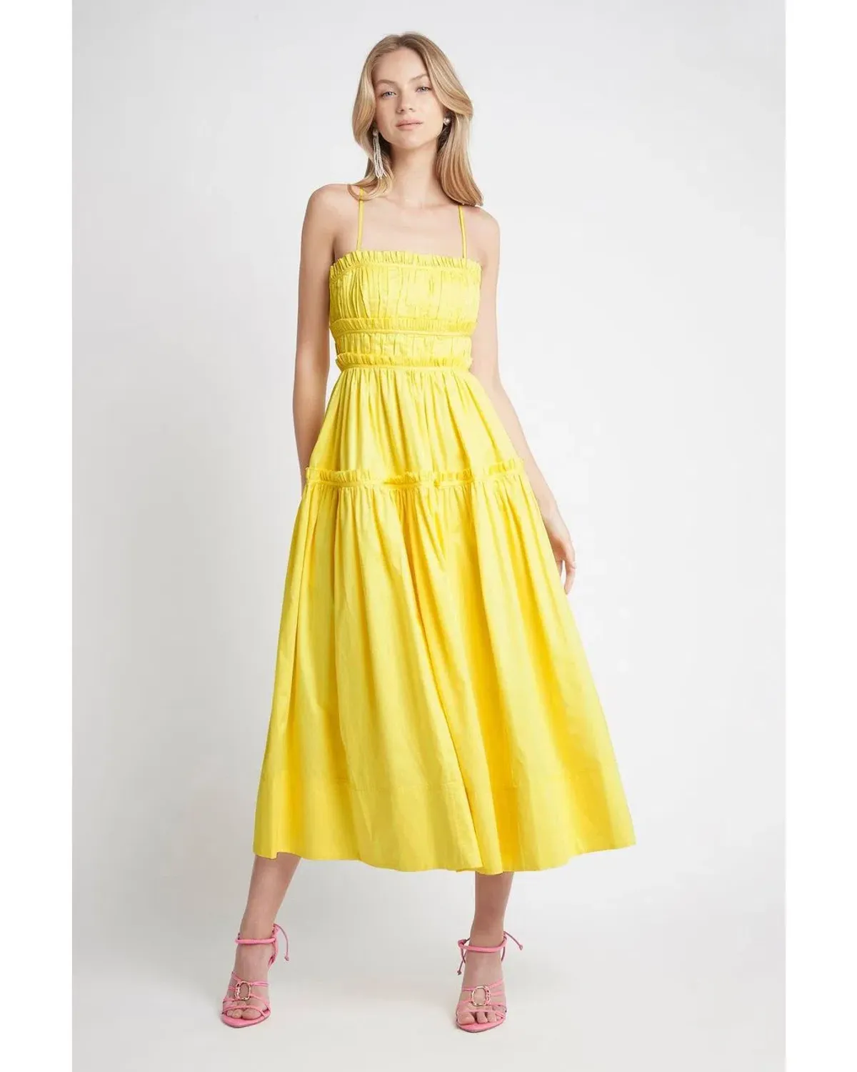Aje Romance Tie Strap Midi Dress Sunshine Yellow Size 16 - Image 1