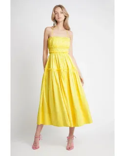 Aje Romance Tie Strap Midi Dress Sunshine Yellow Size 16 for rent on The Volte - image 1