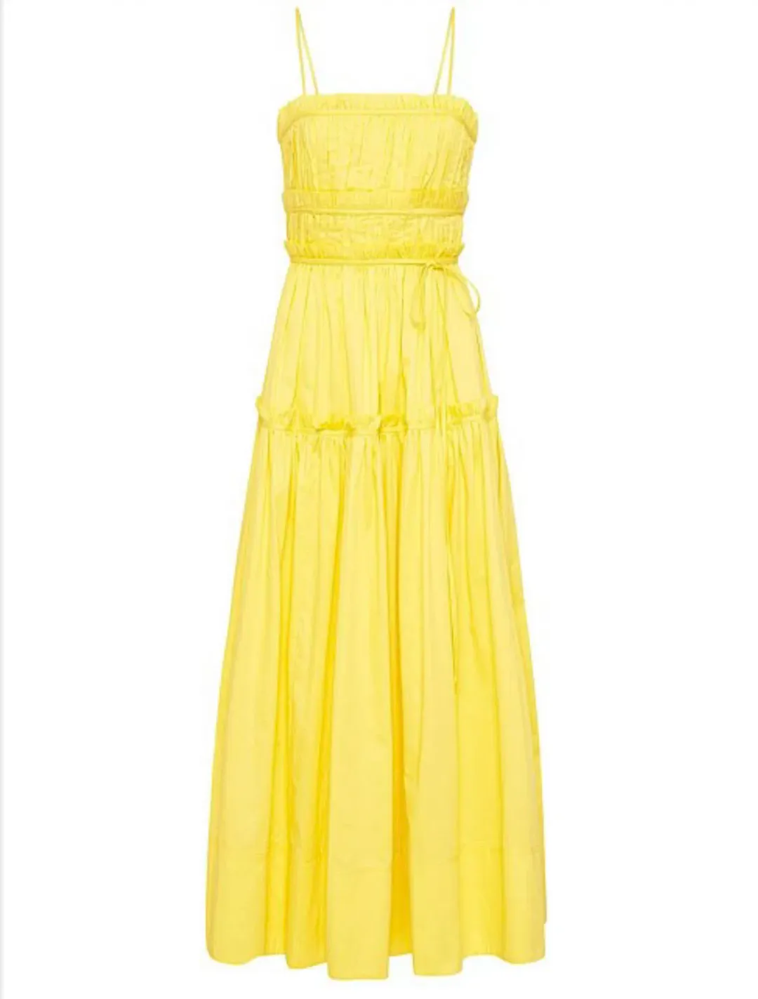 Aje Romance Tie Strap Midi Dress Sunshine Yellow Size 16 for rent on The Volte - main image