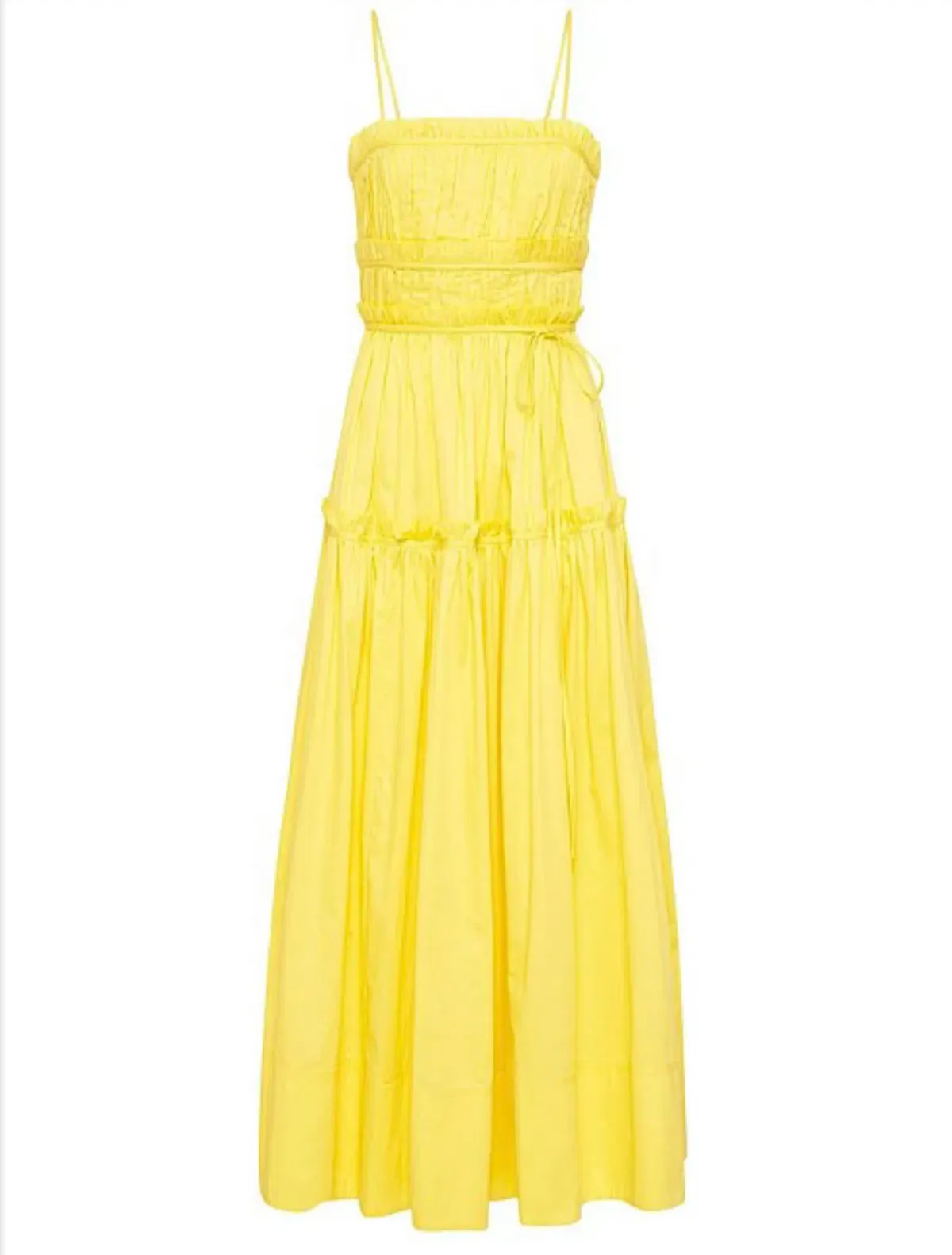 Aje Romance Tie Strap Midi Dress Sunshine Yellow Size 16 - Image 4