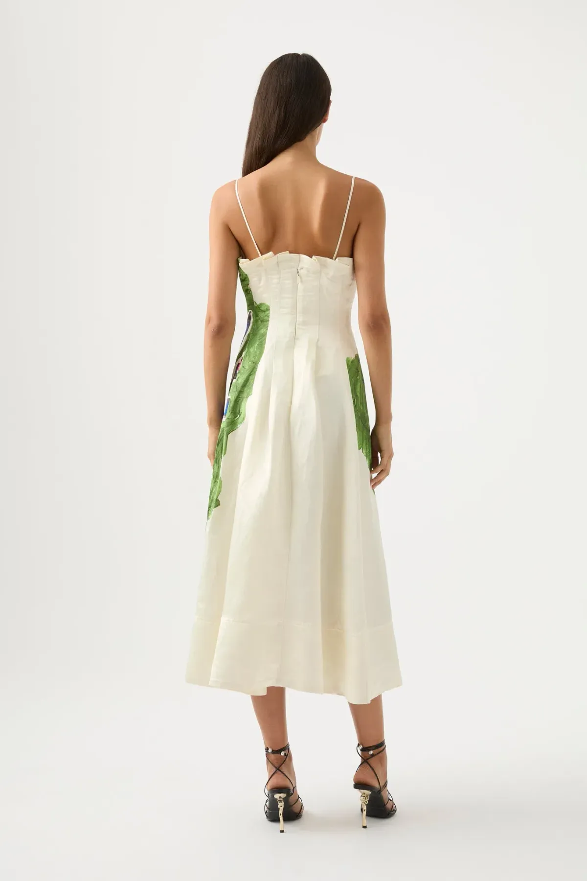 Aje Paradiso Green Floral Cinched Midi Dress Native Gumnut Floral Size 14 - Image 2