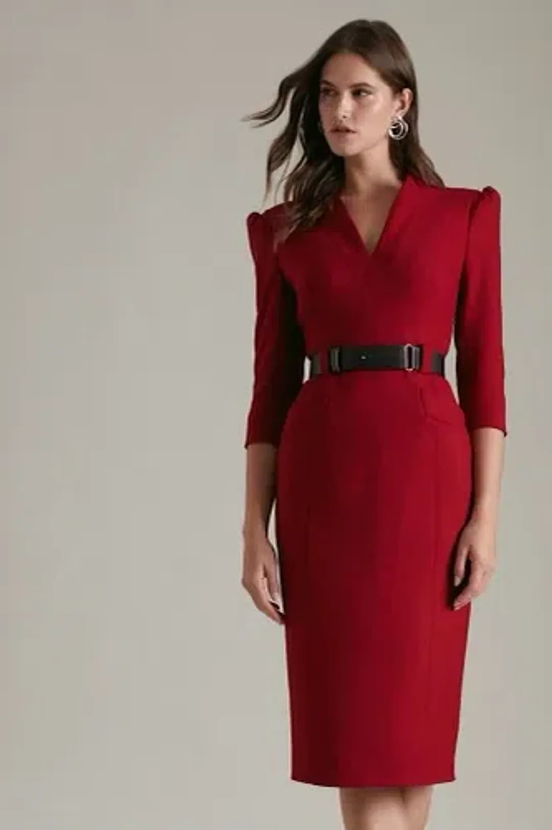 Karen Millen Forever Midi Dress in Red Size 10 for rent on The Volte - main image