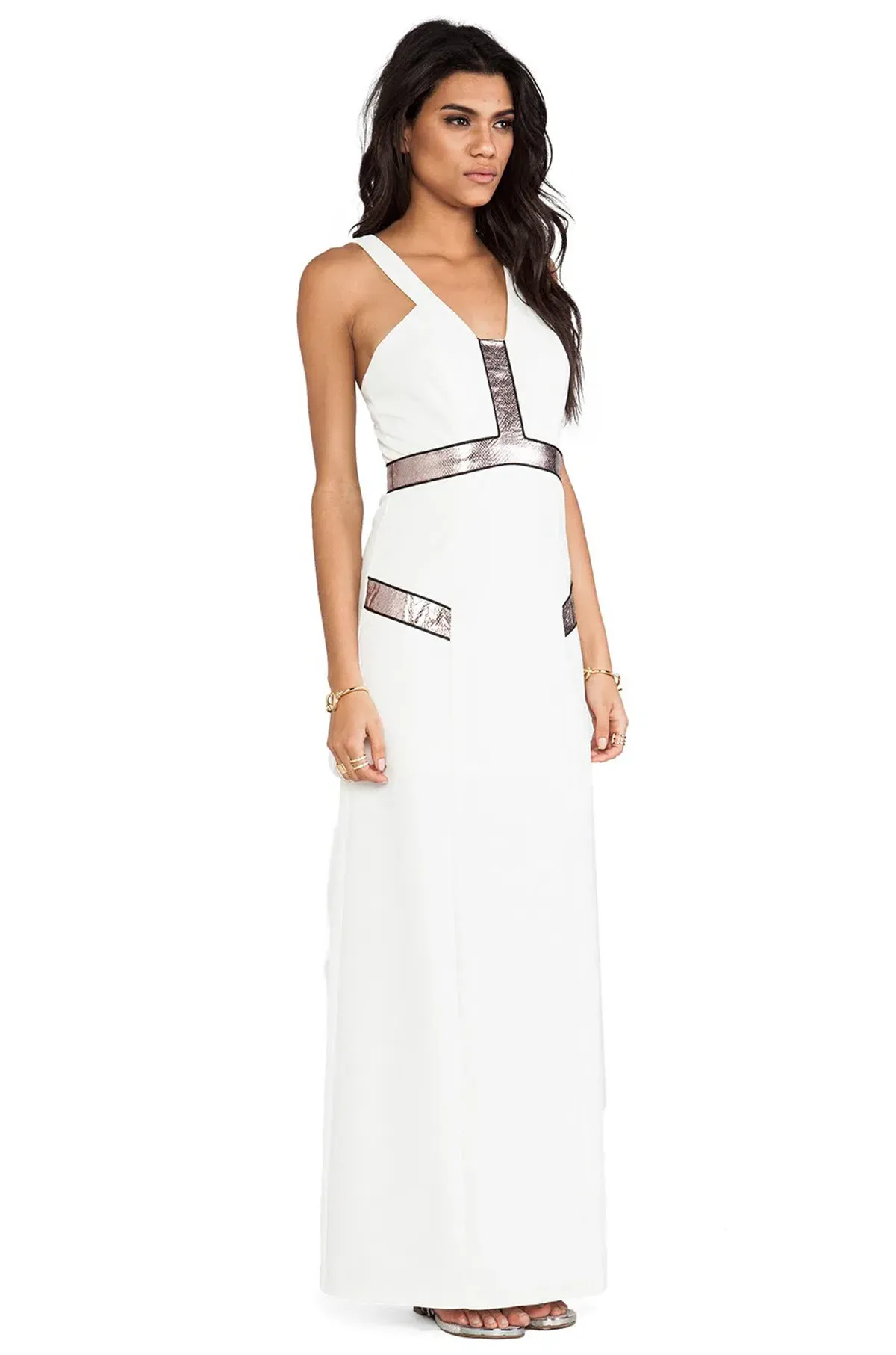 Bariano Lumier Queen Serpent Maxi Dress White Size 6 for rent on The Volte - main image