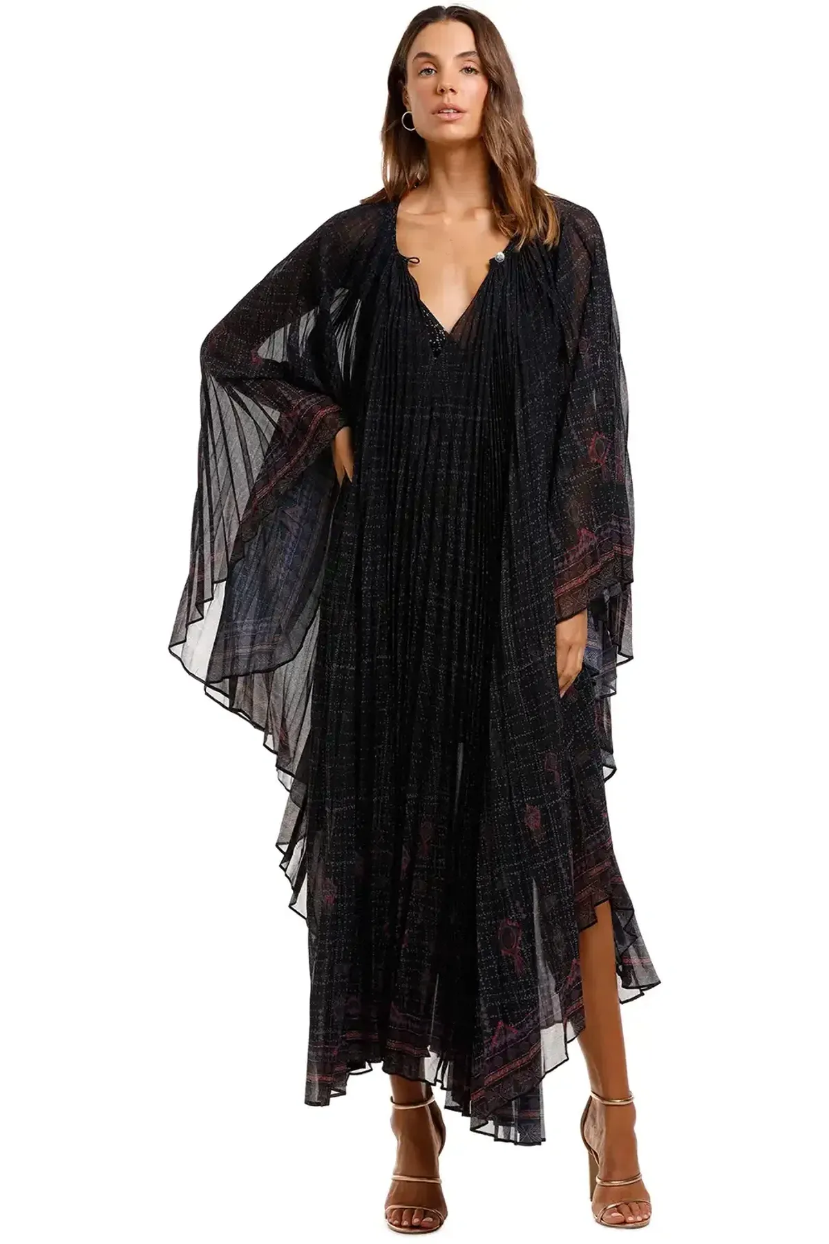 Camilla Sunray Pleated Kaftan Black Size 10 - Image 1