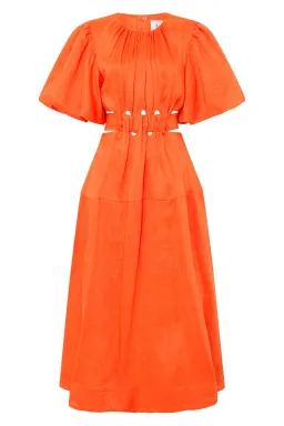 AJE Cosette Tie Back Midi Dress Orange Size 8 for rent on The Volte - image 4